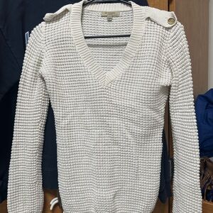 Burberry Women's Cream V-Neck Sweater